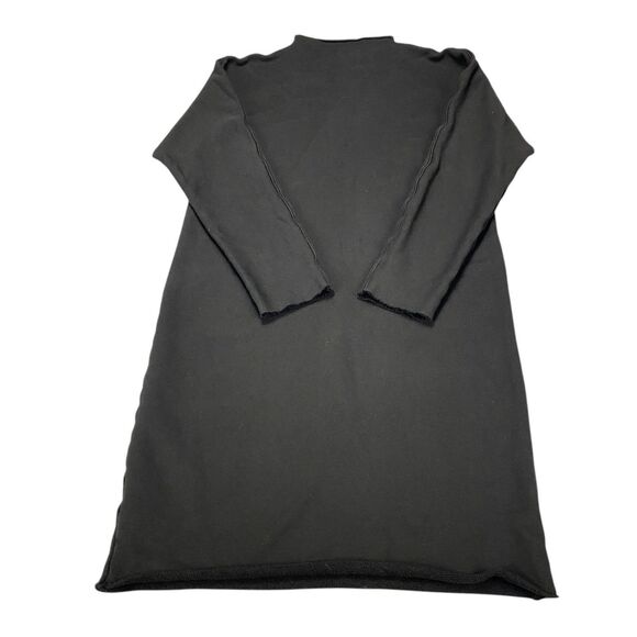 Frank & Eileen Izzie Funnel Neck Raw Hem Sweatshirt Dress Womens Small Black USA - Picture 1 of 16
